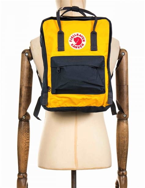 fjallraven kanken classic backpack navywarm yellow accessories  fat buddha store uk