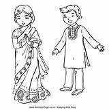 Indian Coloring Colouring Pages Children India Around Kids Girl Diwali Traditional Saree Village Activity Thinking Activities Sheets Printable Costume Activityvillage sketch template