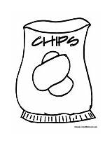 Chips Bag Snacks Printable Coloring Pages Snack Food Template Sketch sketch template