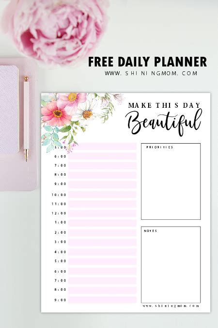 Free Printable Daily Planner Beautiful Pages