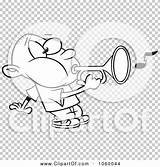 Clip Bugle Outline Playing Boy Illustration Cartoon Royalty Vector Toonaday sketch template