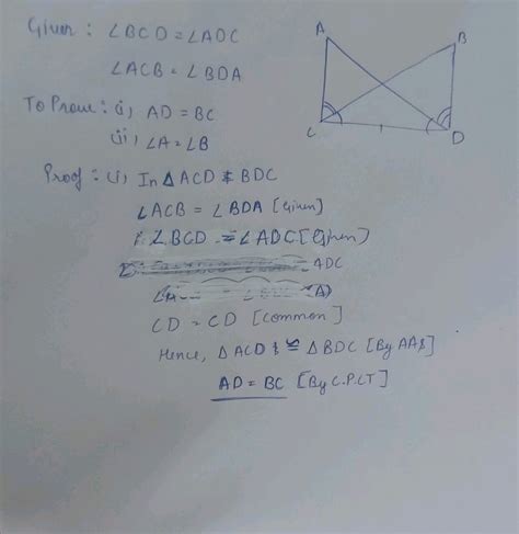 in the given figure angle bcd angle adc and angle acb angle bda