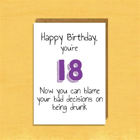 18th Birthday Card Bad Decisions Funny Rude Etsy