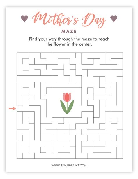 printable mothers day maze pjs  paint
