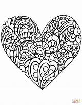 Coloring Heart Pages Printable Zentangle Kids Detailed Print Hearts Adults Cool Template Fancy Double Color Colorings Adult Hard Stuff Sketch sketch template