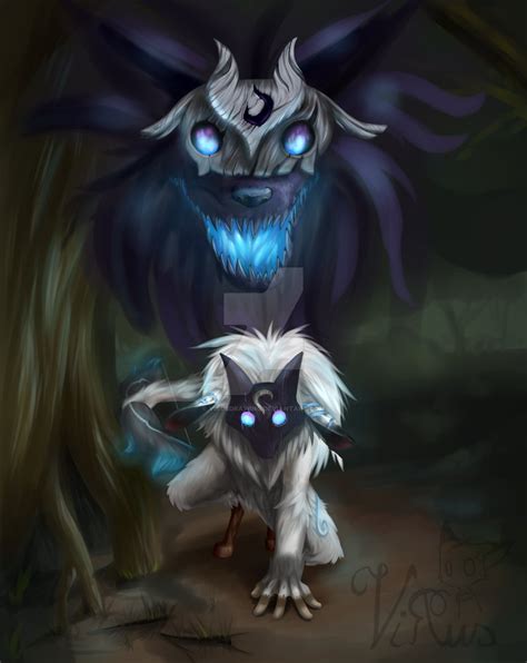 [request] kindred a pair of spirit characters from league of legends drawn as two male humans