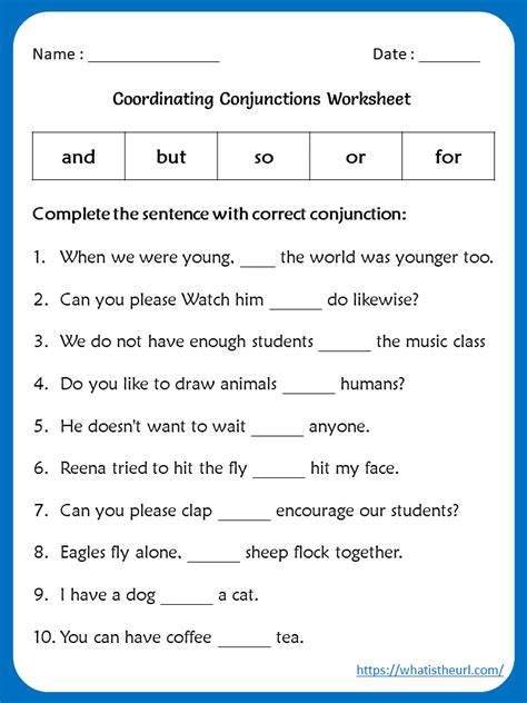 conjunction exercises  grade