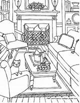Room Living Coloring Pages Interior Drawing Perspective House Point Color Printable Getcolorings Getdrawings sketch template
