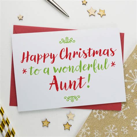 christmas card for wonderful aunt aunty or auntie by a is for alphabet