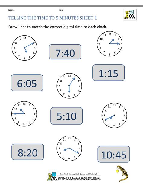 telling time clock worksheets   minutes