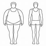 Fat Before After Vector Body Man Male Loss Weight Slim Illustration Plus Size Contours Successful Diet Concept Boys Sport Woman sketch template