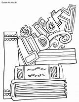 Library Doodle Books Coloring Pages School Cover Binder Book Drawing Covers Colouring Printable Classroom Subject Classroomdoodles Doodles Print Rules Drawings sketch template