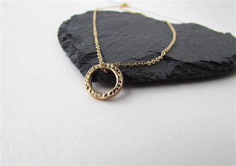 Gold Hammered Ring Necklace By Misskukie