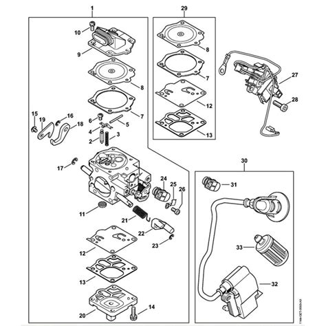 stihl ms  chainsaw ms    parts diagram carburettor wj
