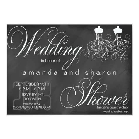 chalkboard lesbian wedding shower invitation zazzle