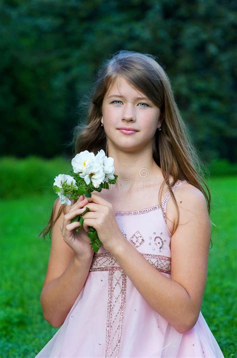 Young Girl With White Flowers Royalty Free Stock Images Image 20748259