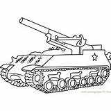 Army Tanks Coloringpages101 Sherman M43 Artillery sketch template