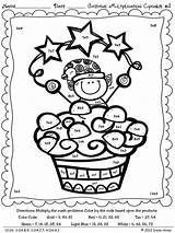 Christmas Multiplication Math Coloring Color Code Worksheets Cupcakes Computation Puzzles Number Facts Winter Activities Addition Subtraction Maths Grade Template Cupcake sketch template