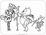 Pooh Coloring Winnie Pages Hiking Piglet Friends Disneyclips Tigger Group Mixed sketch template