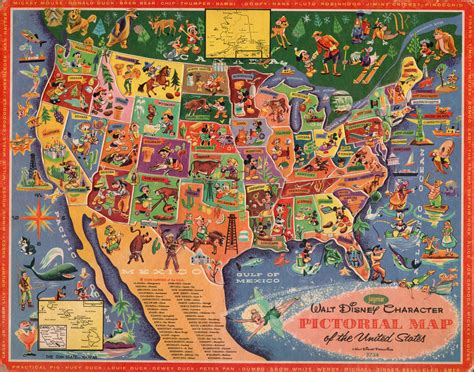 walt disney character pictorial map   united states  flickr