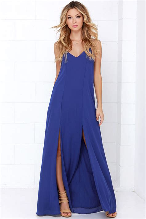 Royal Blue Dress Maxi Dress 48 00 Lulus