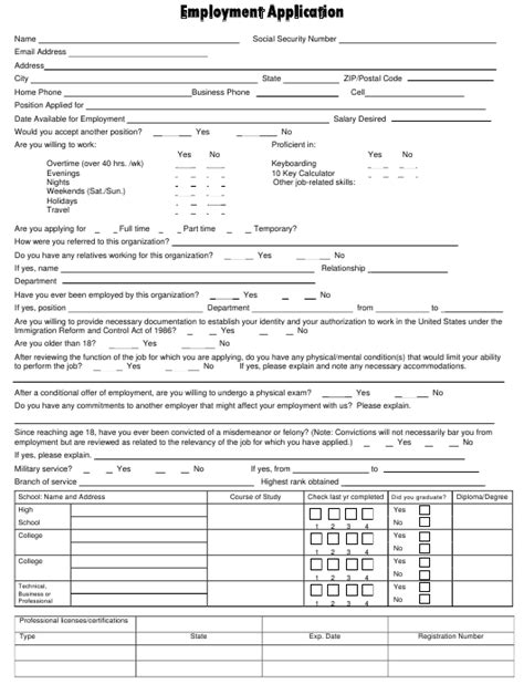Employment Application Form Download Fillable Pdf Templateroller