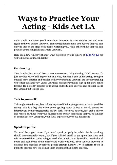 ways  practice  acting kids act la  anthonyfisher issuu