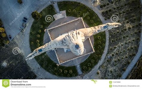 aerial view  drone  jesus statue stock photo image  travel landscape