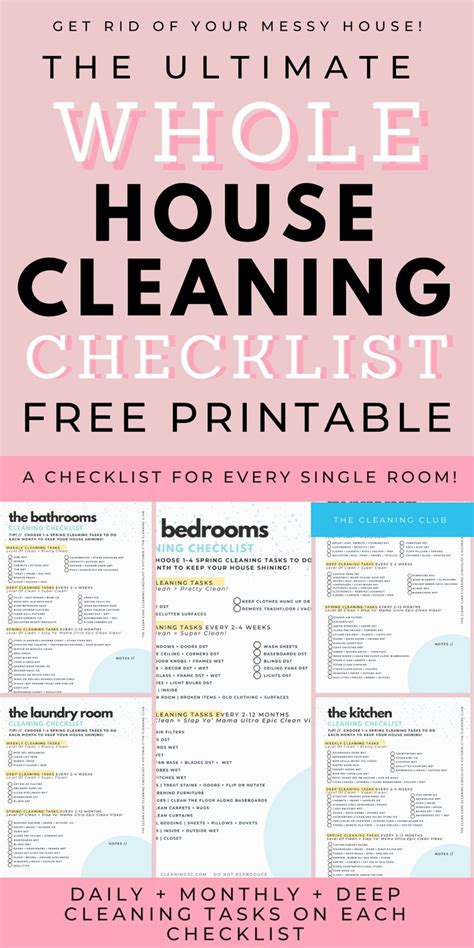 house cleaning checklist    printable