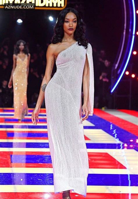 jourdan dunn sexy in a see through dress at the tommy x zendaya spring