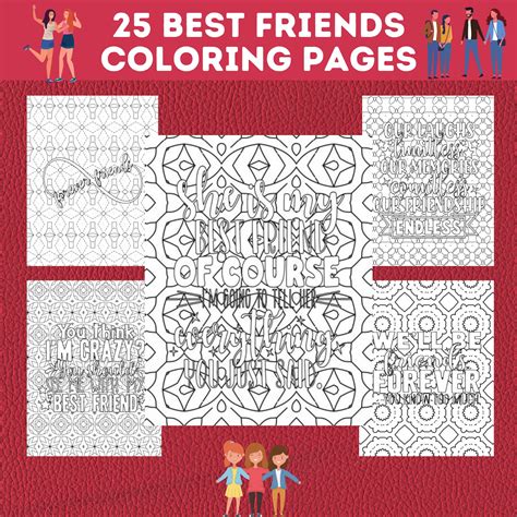 printable friendship coloring pages bundle  friend etsy nederland