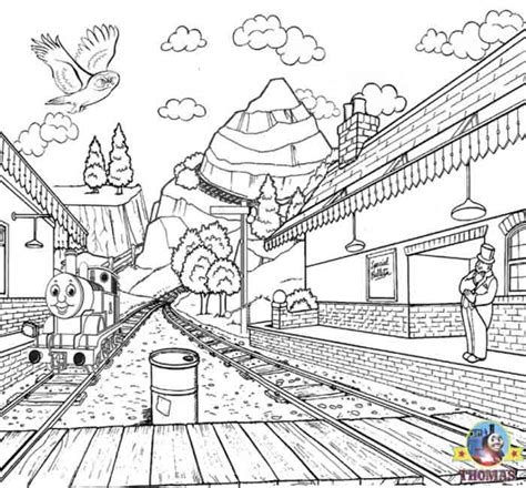 train station drawing  kids easy canvas titmouse