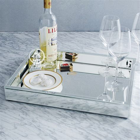 rectangle glass mirrored tray modern makeup tray mirror storage tray wedding decor large