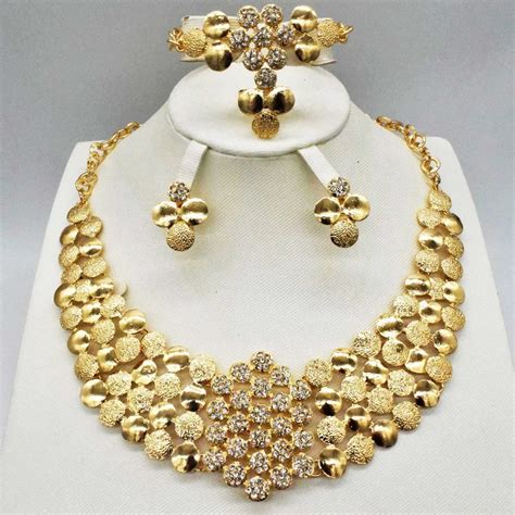 gold women necklace sets earring  women dubai jewelry sets african