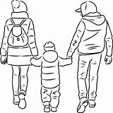 Genitori Passeggiata Giovani Cammina Bambini Parents Figlio Stroll sketch template