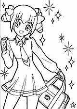Coloring Anime Pages Girl Cute Character Girls Kawaii Drawing School 女の子 塗り絵 Kids Sketch Coloringsky ぬりえ かわいい Sky Sheet Getdrawings sketch template