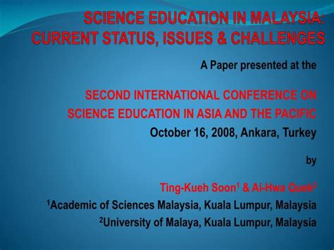 Ppt Science Education In Malaysia Current Status