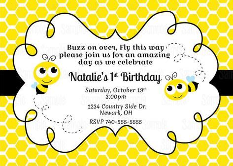 printable bumble bee invitation  partyinnovations  etsy