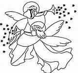 Angels Christmas Coloring Singing Colouring Jesus Clip Baby Pages Two Cartoon Kids sketch template