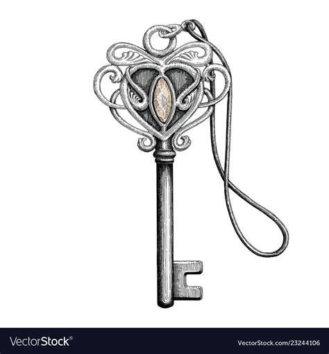 vintage master key hand drawing engraving style vector image