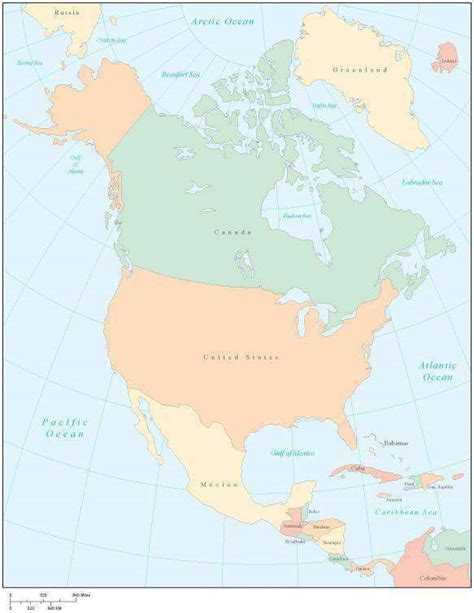 north america multi color map