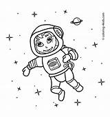 Astronaut Coloring Drawing Space Simple Line Pages Outer Print Stuff Getdrawings Popular sketch template