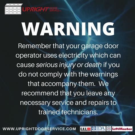 garage door opener safety reminder upright door service