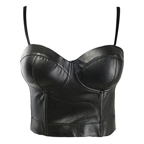 Women S Pu Leather Push Up Bustier Club Party Crop Top Br