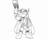 Thor Coloring Cute Little Superheroes Netart sketch template