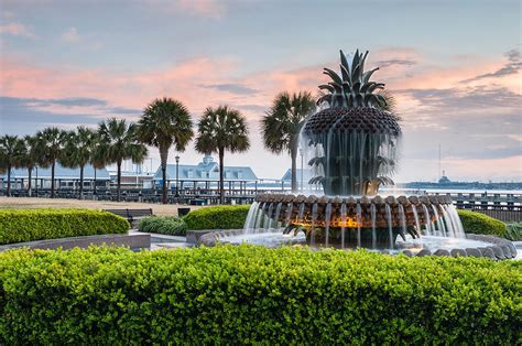 charleston south carolina downtown waterfront park pineapple fountain