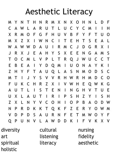 aesthetic literacy word search wordmint