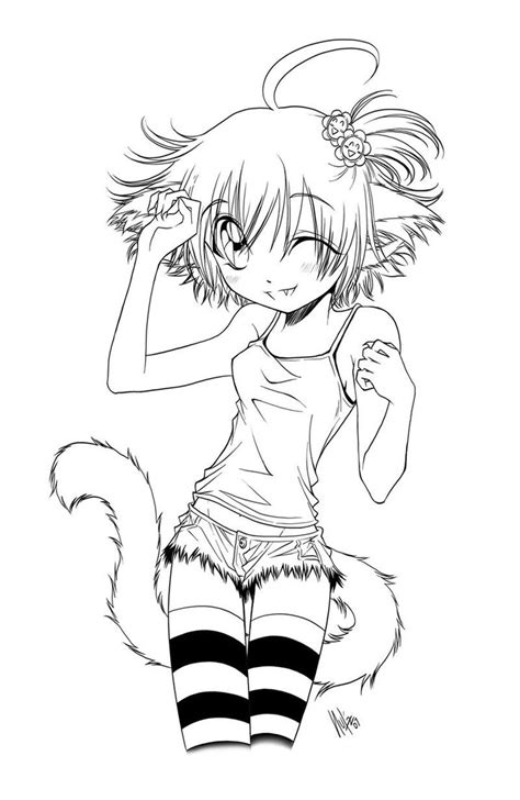 cute anime girl  headphones coloring pages