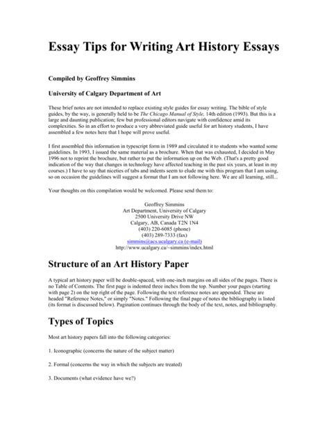 essay tips  writing art history papers