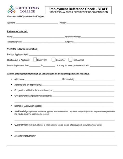 printable reference check form template printable form templates